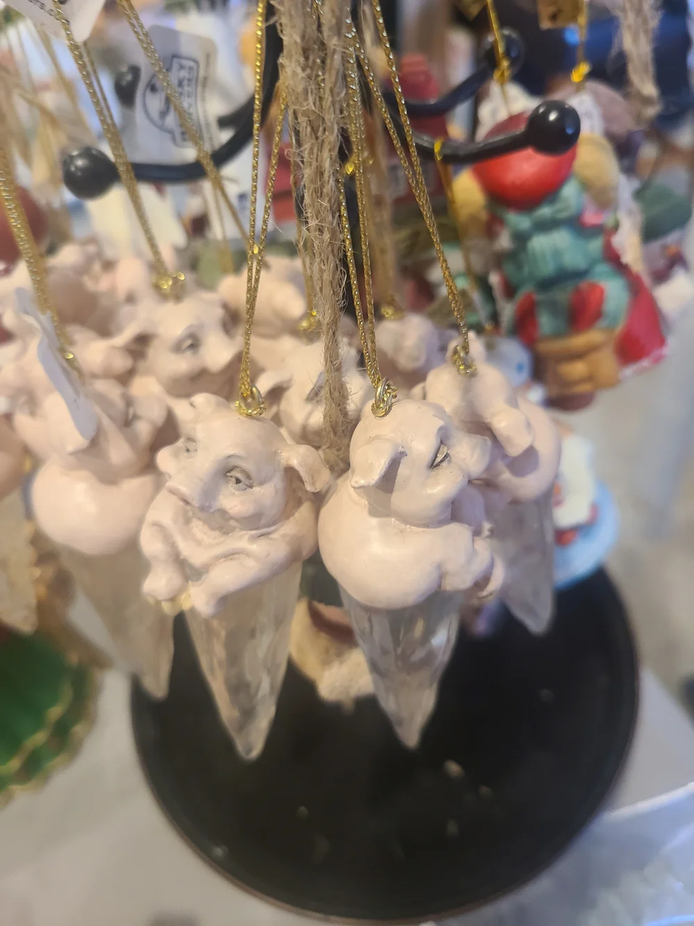 Vintage Cream Pig Set Of 4 Total  Icicle Hanging Ornament